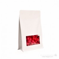 White Kraft Box Bottom Zipper Pouches w/Window 12.7 x 4.4 x 16.5cm (100 Pieces) [SQMS3WK]