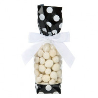 Sachet imprimé avec fond noir/pois blancs aux extrémités, 5.1 x 4.8 x 24.1 cm (100 Pieces) [G1BW]