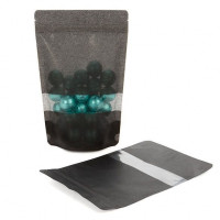 Sac en papier de riz noir avec fenêtre 14.9 x 8.9 x 23.2 cm (312 g) (100 Pieces) [ZBGR7B]