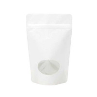 Doypack blanc nacré avec fenêtre 13x8x20.5cm (113 g) (100 Pieces) [ZBGO3P]