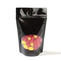 Doypack noir avec fenêtre ovale 13 x 7.9 x 20.6 cm (113 g) (100 Pièces) [ZBGO3B]