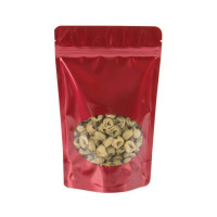 Sacs à fermeture à glissière rouge, 15 x 9 x 23.2 cm avec fenêtre ovale (312 g) (100 pièces) [ZBGO7R]