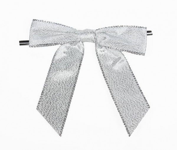 Metallic Silver Pre-tied Bow 2.2cm (100 Pieces) [BOW7MS]