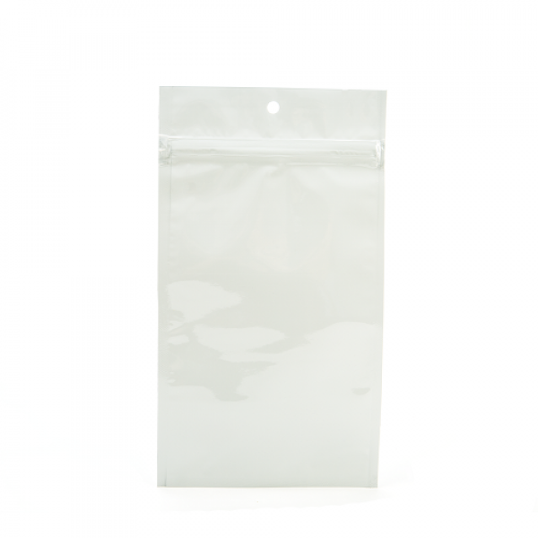 White Metallized Hanging Zipper Barrier Bags 12.7 x 20.8 cm (100 Pieces) [HZBB6MW]