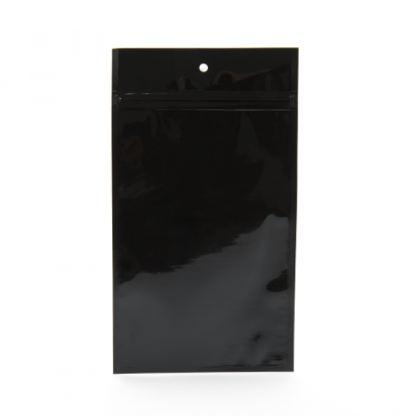 Black Metallized Hanging Zipper Barrier Bags 15.4 x 23.5 cm (100 Pieces) [HZBB7MB]